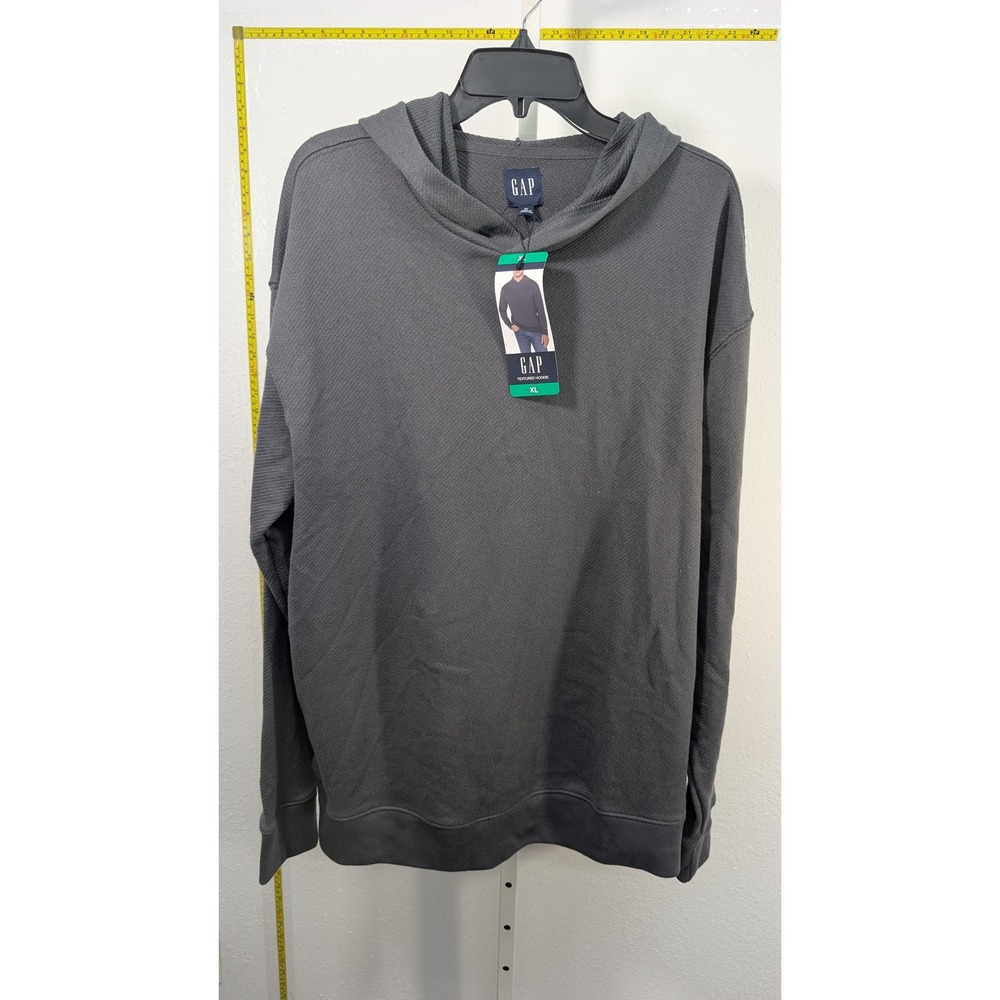 Gap Mens Textured Hoodie XL Dark Gray Long Sleeve Pullover Sweatshirt NWT